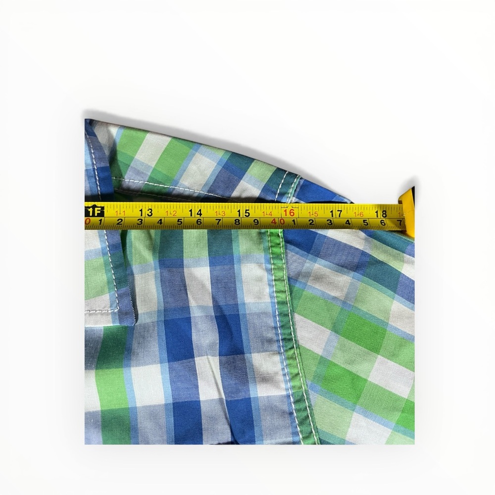 Tommy Hilfiger Boys Green & Blue Plaid Short-Sleeve Shirt - Picture 5 of 6
